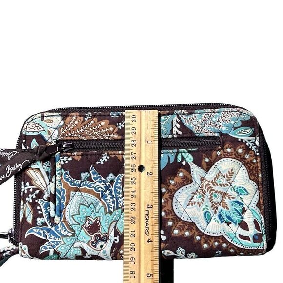 Vera Bradley Retired Java Blue Womens Multicolor Quilted Floral Pattern Coin Pou - Picture 1 of 14
